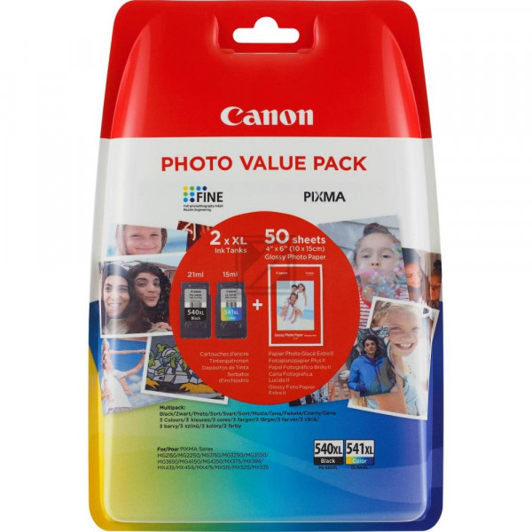 Canon Tintenpatrone Glossy Photo Paper 100x150mm cyan/gelb/magenta schwarz (5222B014, CL-541XL PG-540XL)