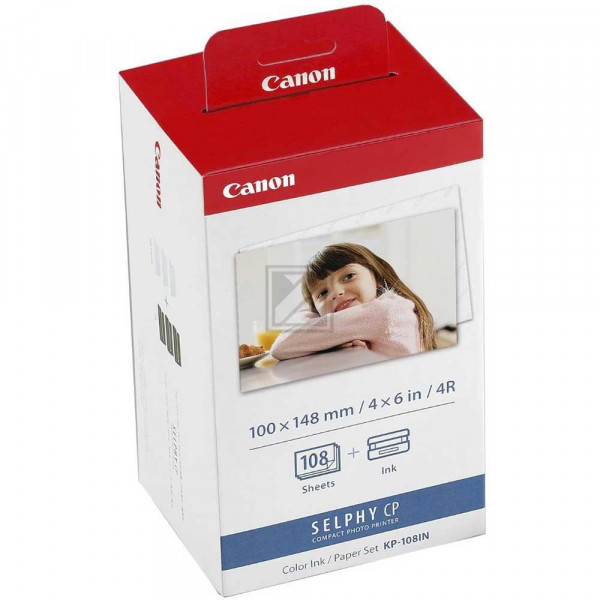 Canon Fotopapier 100x150mm Thermo-Transfer-Rolle 3 X 36 Seiten weiß farbig (3115A001AA, KP-108IN)