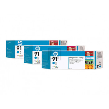 HP Tintenpatrone 3 x cyan 3er Pack (C9483A, 3 x 91)