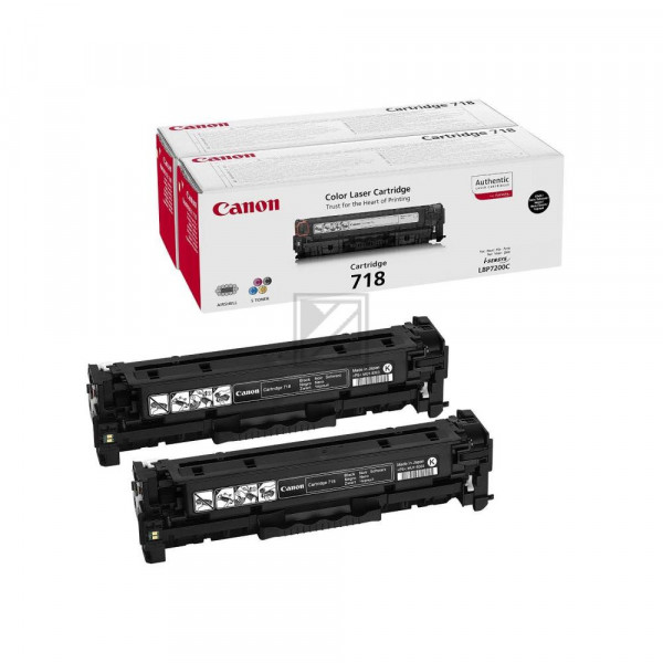 Canon Toner-Kartusche 2 x schwarz 2-Pack (2662B005, 2 x CL-718BK)