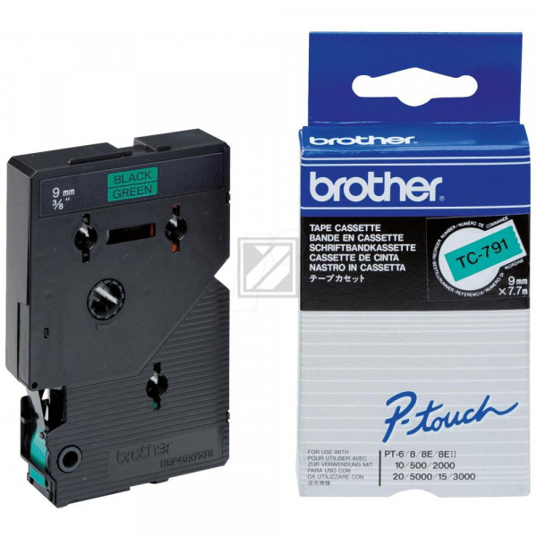 Brother Schriftbandkassette schwarz/grün (TC-791)