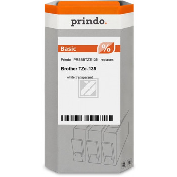 Prindo Schriftbandkassette (Basic) weiß/transparent (PRSBBTZE135)