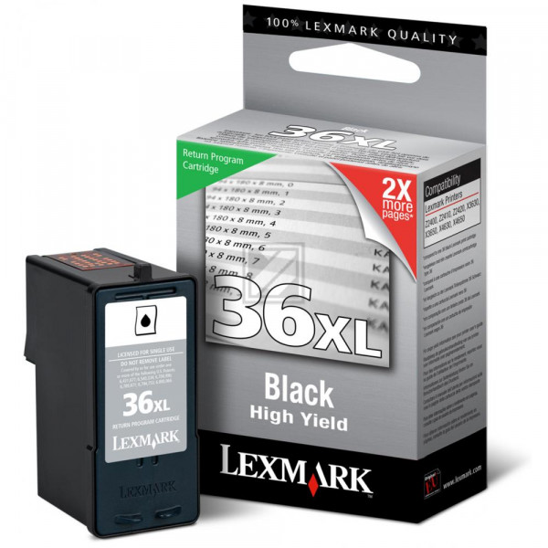 Lexmark Tintenpatrone schwarz HC (18C2190E, 36XL)