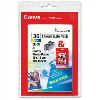 Canon Tintenpatrone Fotopapier 100x150mm schwarz/cyan/magenta/gelb (1511B008AA, CLI-36P)