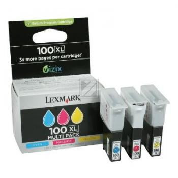 Lexmark Tintenpatrone Prebate gelb cyan magenta HC (14N0850B, 100XL)