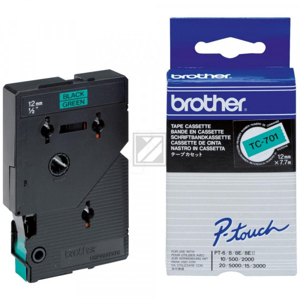 Brother Schriftbandkassette schwarz/grün (TC-701)