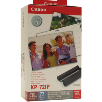 Canon Fotopapier 100x150mm Thermo-Transfer-Rolle weiß farbig 72 Blatt (0807B001AA, KP-72IP)