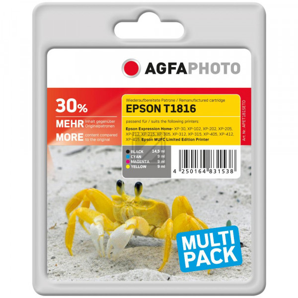 Agfaphoto Tintenpatrone gelb cyan magenta schwarz HC (APET181SETD)