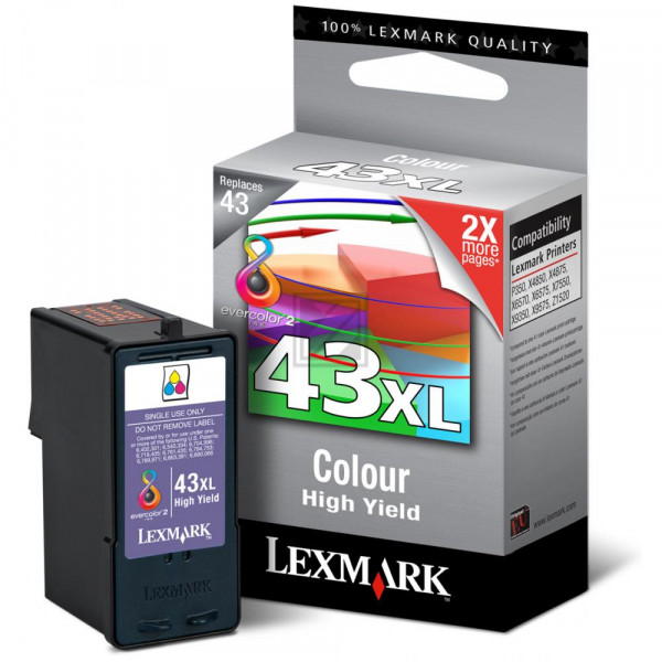 Lexmark Tintendruckkopf cyan/gelb/magenta HC (18YX143E, 43XL)