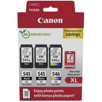 8286B015 CANON 2xPG545XL+CL546XL Pixma MG Tinte+Fotopapier (3) blk-col HC