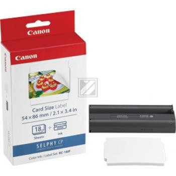 Canon Thermo-Transfer-Rolle Photo Paper 54x86mm weiß farbig 18 Blatt (7741A001, KC-18IF)