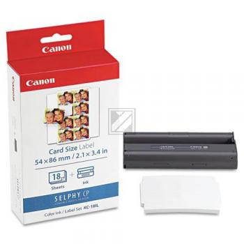 Canon Thermo-Transfer-Rolle Photo Paper 54x86mm weiß farbig 18 Blatt (7740A001, KC-18IL)