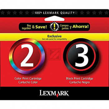 Lexmark Tintenpatrone schwarz/farbig (80D2962, 2 3)
